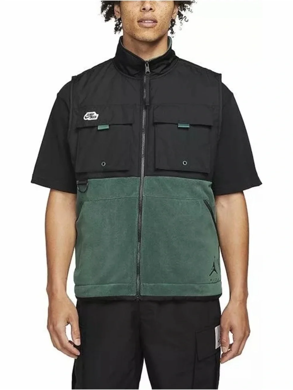 Nike Air Jordan Jumpman Fleece Flight Vest DC9661 Green Black Loose Fit Sz M